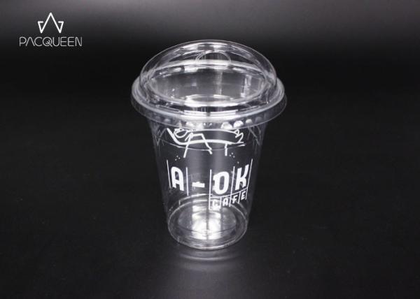 12 / 16 Oz Cold Drink Disposable Cups PET Material With Dome Lids