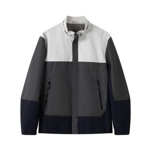 Men's Water-Repellent Lightweight Jacket with Colorblock Design for Outdoor Commuting