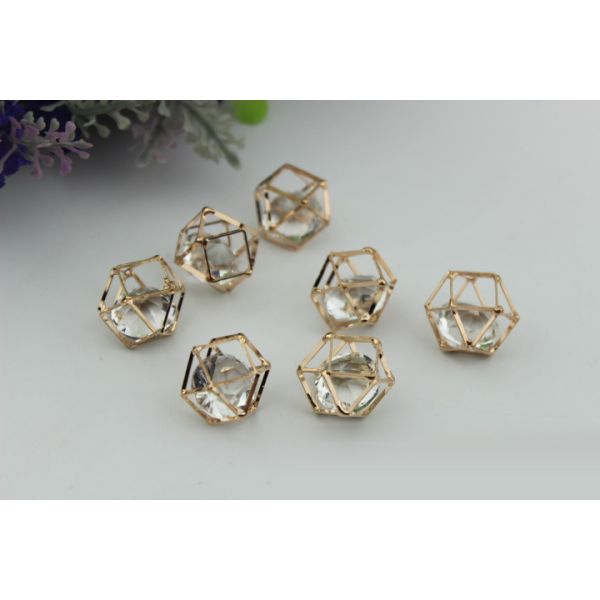 Handmade DIY metal zinc alloy gold nickel 17mm rhombus type diamond ball pendant