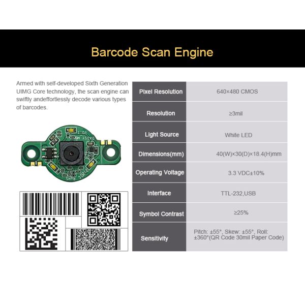 QR Code Lock Fixed Mount 2D Scanner Module for Phone Screen Code Scanning