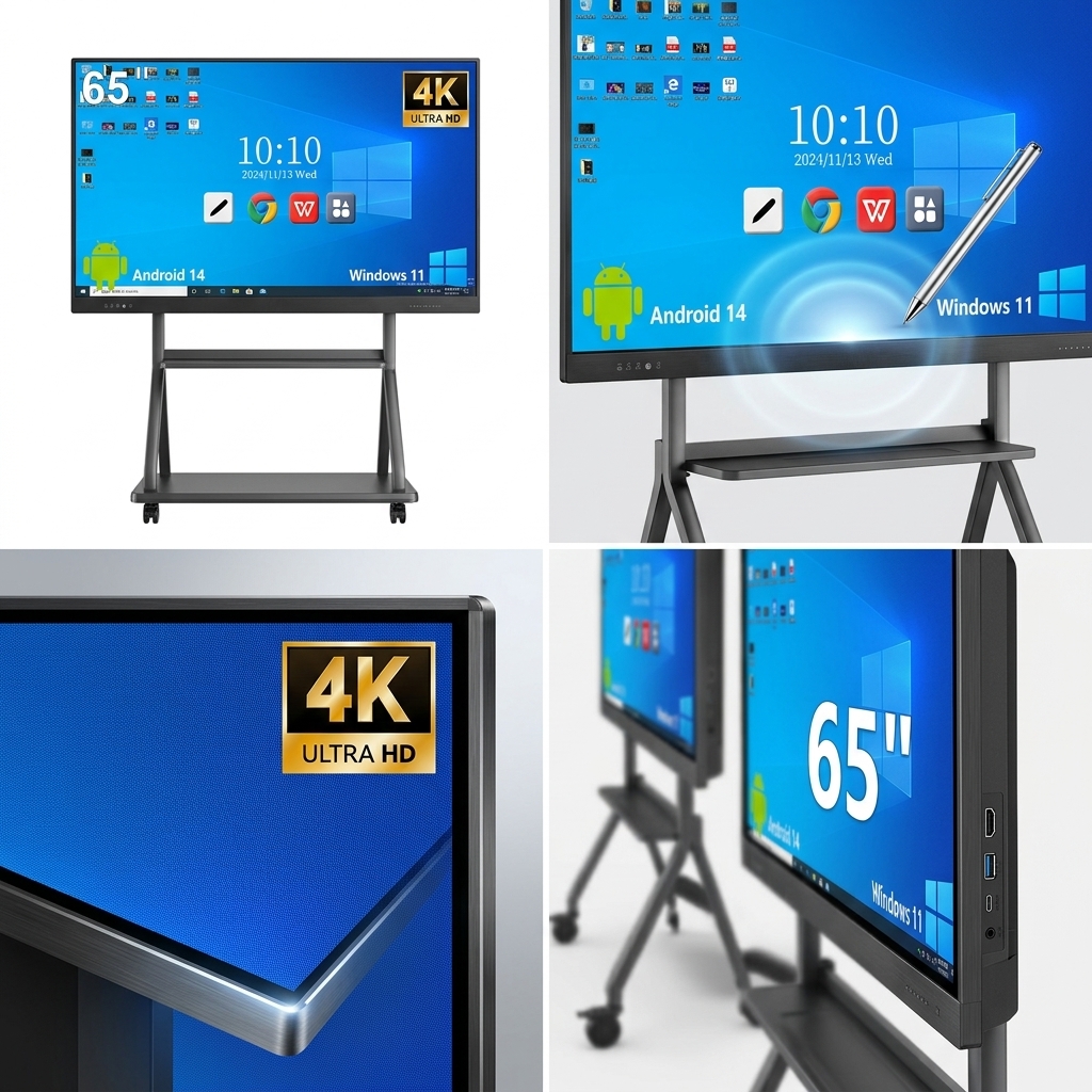 QM-75HY 75 Inch Interactive Flat Panel 48MP Camera 8 Mic Array Smart Whiteboard Conference