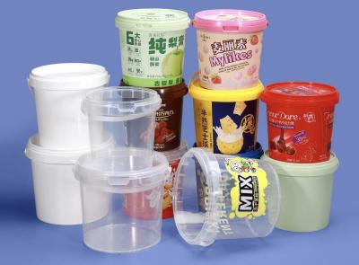 Airtight Clear Plastic Bucket With Lid, Ice Buckets For Parties, Reusable Ice Cream Cup With Handle, Food Storage Container, Food Grade Freezer And Microwave Safe For Sauce, Soup