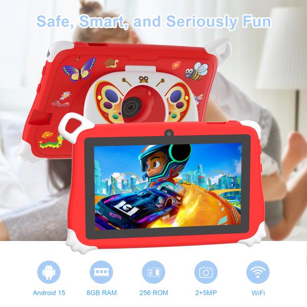 Tableta para niños C Idea Android 15 8+256GB, tableta educativa Kidspad con APP amigable CM86 roja