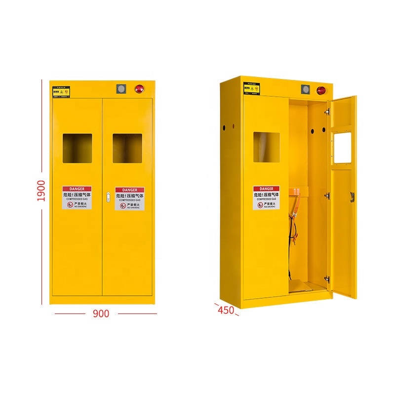 Yellow Flammable Gas Cylinder Storage Cabinet Explosion Proof Corrosion Proof Cylinder Safety Cabinet