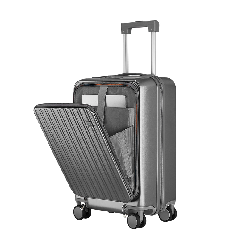 Unisex Hot Selling Front-Open Spinner Carry-On PC & ABS Explosion-Proof Zipper Aluminum Outdoor Travel Luggage Bag Packaging