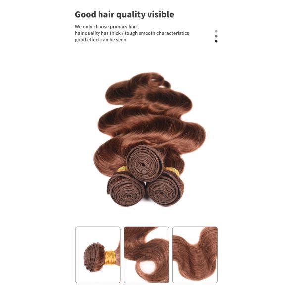 OEM Hand Sewing Colored Human Hair Extensions Color 30 Hair Bundles