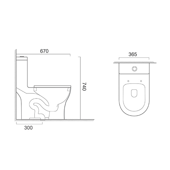 PP One Piece Toilets Stain Resistant White Toilets 365x670x740mm Orin OR82105