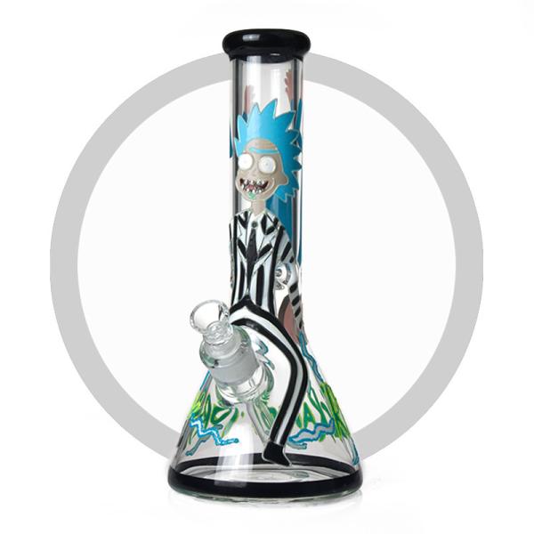 Latest Rick And Morty Art Bong 7mm Glass Smoking Hookah Pipe Christmas
