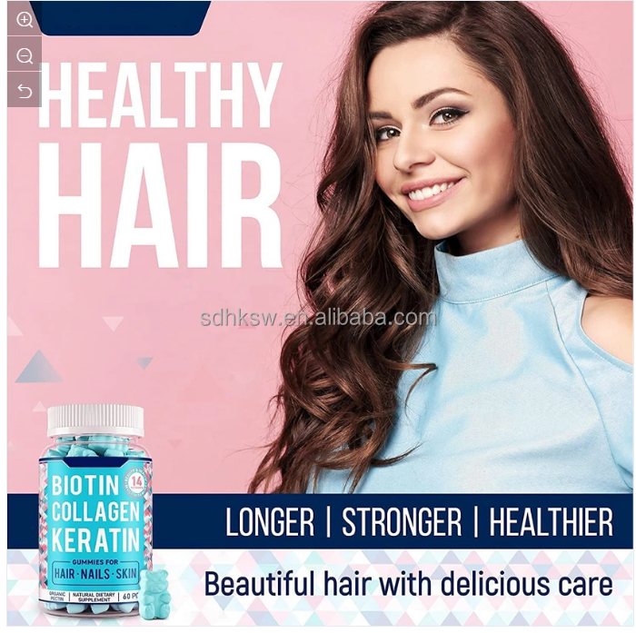 Women Vegan Private label Beauty Skin Care Hair & Skin & Nail Vitamin C Biotin Collagen Hyaluronic Acid Gummies