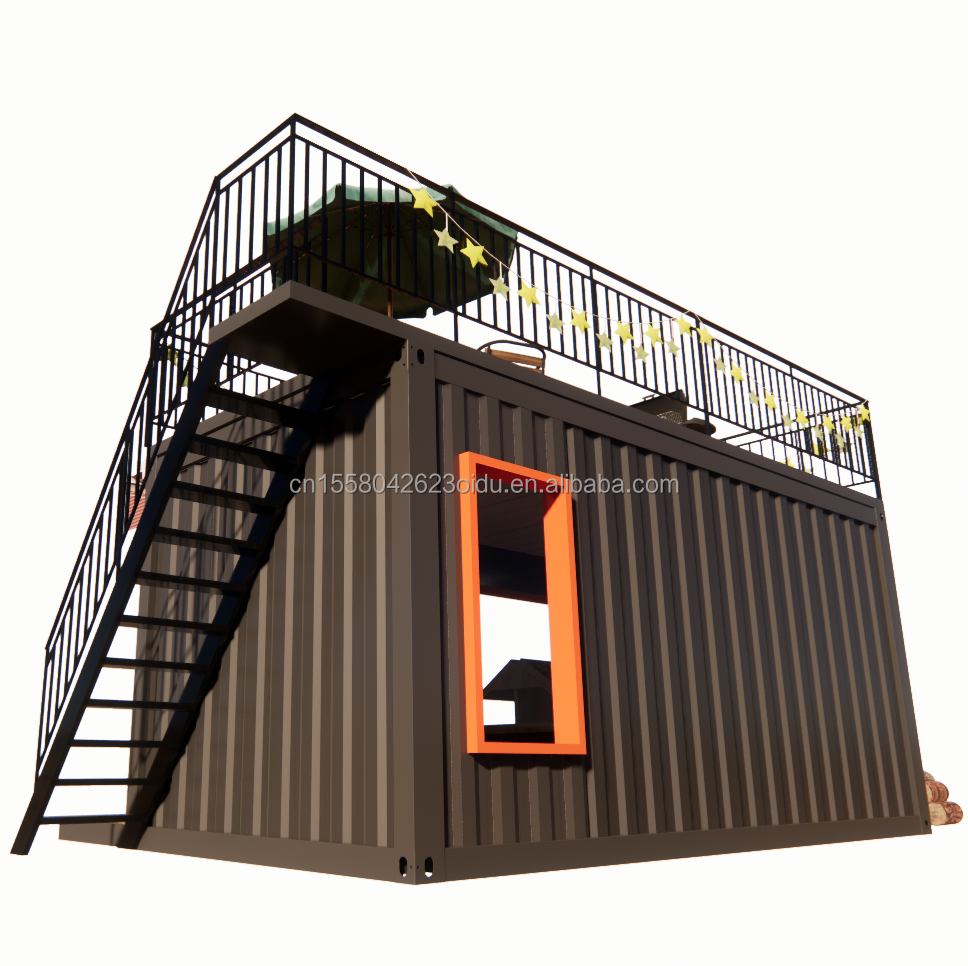 Maison de conteneurs préfabriqués à deux étages pour le centre commercial style Boba 50/75/100 mm Wave Sandwich Panel Mur et terrasse de design moderne