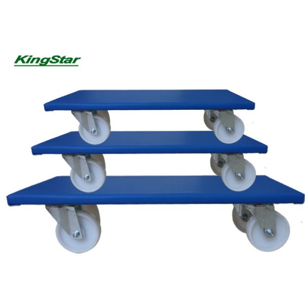 Meubelhondje 60 x 35 Cm 4 Wheel Dolly Cart Blauw Dek Kunststof Wiel 100 Mm Voor Meubilair Vervoer