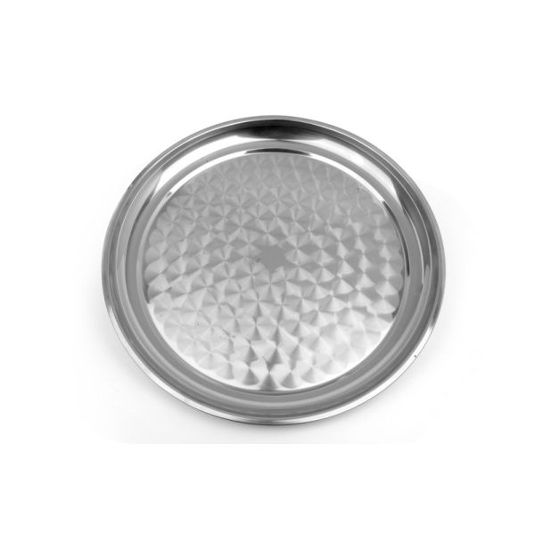 SGS 50cm Large Round Stainless Steel Tray