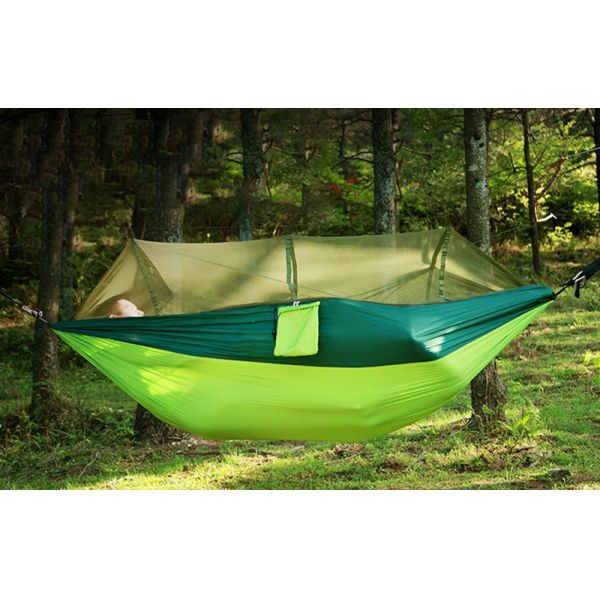 Fabric Mail Packing Y Two Persons Portable Camping Hammock with Mosquito Net Outdoor Folding Hanging Bed Chairs for Hiking