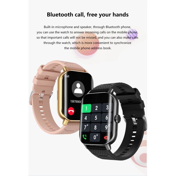 Eraysun Curved Screen 2 Smart Watch 2.02 Inch 3D Dynamic Waterproof Dials to Wake up Heart Rate Monitoring Fitness Smart Watches