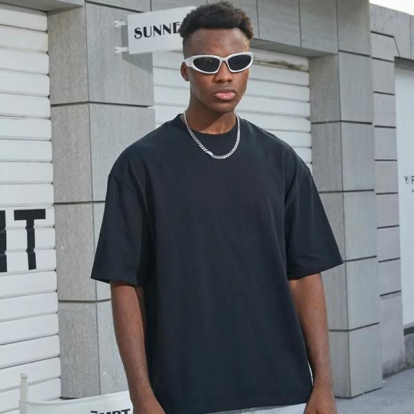                  Wholesale Men Blank T-Shirt Custom Quality Cotton Loose Drop Shoulder Oversized T Shirt             