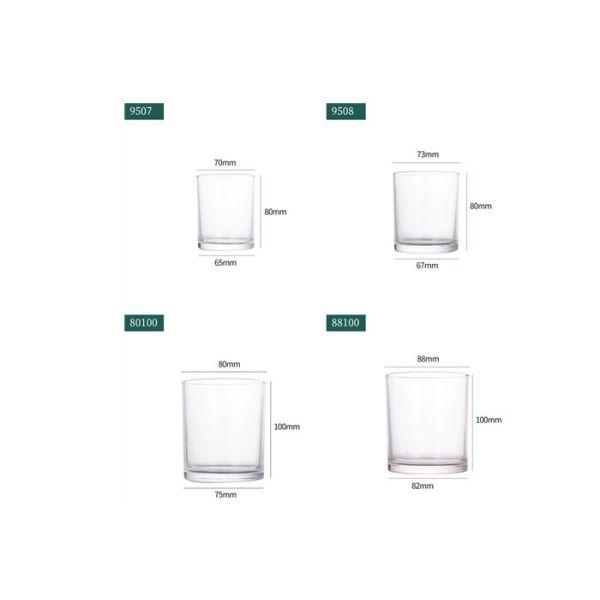 Clear Glass Cylinder Candle Jar Vessel with Shiny Gold Metal Lid Iron for Candle Making