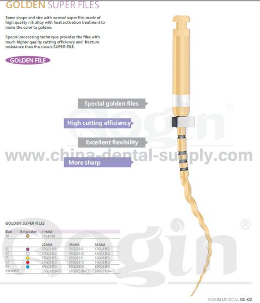 O motor usa Endo Files dental super dourado, arquivos da ativação do calor de Niti Aolly