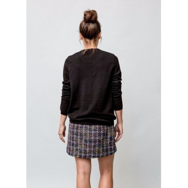 Women's 100% COTTON applique embroidery knitted pullover sweater