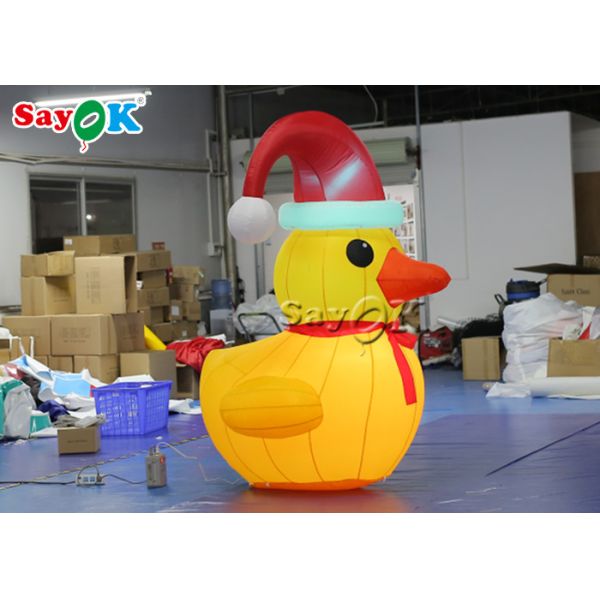 Oxford Cloth Outdoor Decoration 2m Inflatable Christmas Duck With Hat