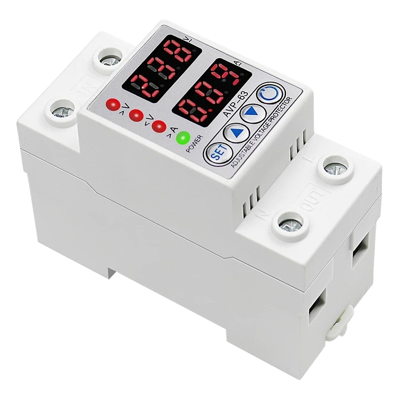 CNLonQcom Single-Phase AC 12~230V Adjustable 40/63/80A Voltage OUPA AVP Relay Under-Voltage Protection LED Digital Display PC