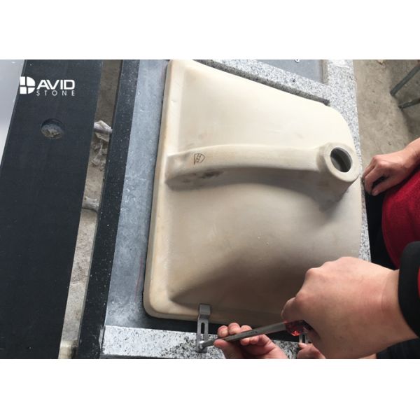 Fine Grain Black Granite Vanity Tops With Sink , 2cm Eased Laminate Vanity Top