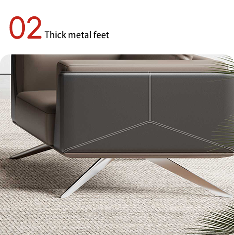 Modern Eco-Friendly Commercial Metal-legged Leather Sofa Factory wholesale