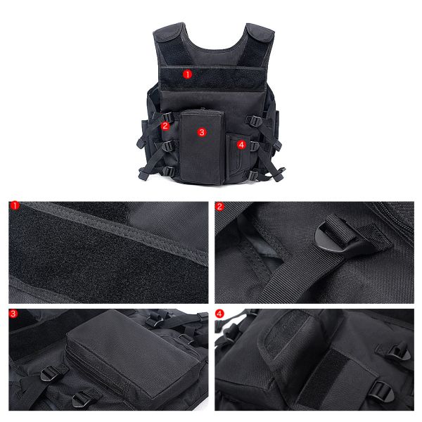 600D Nylon Military Tactical Vest For Camping Mountaineering 55*53*20cm