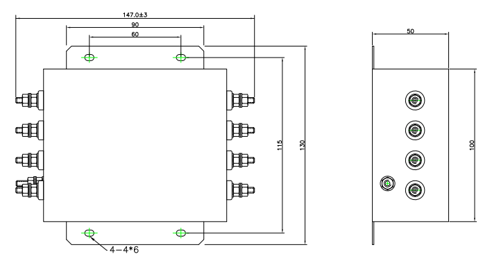 3 фильтр фильтра EMI 380V/520V провода участка 4 трехфазный RFI для промышленного оборудования