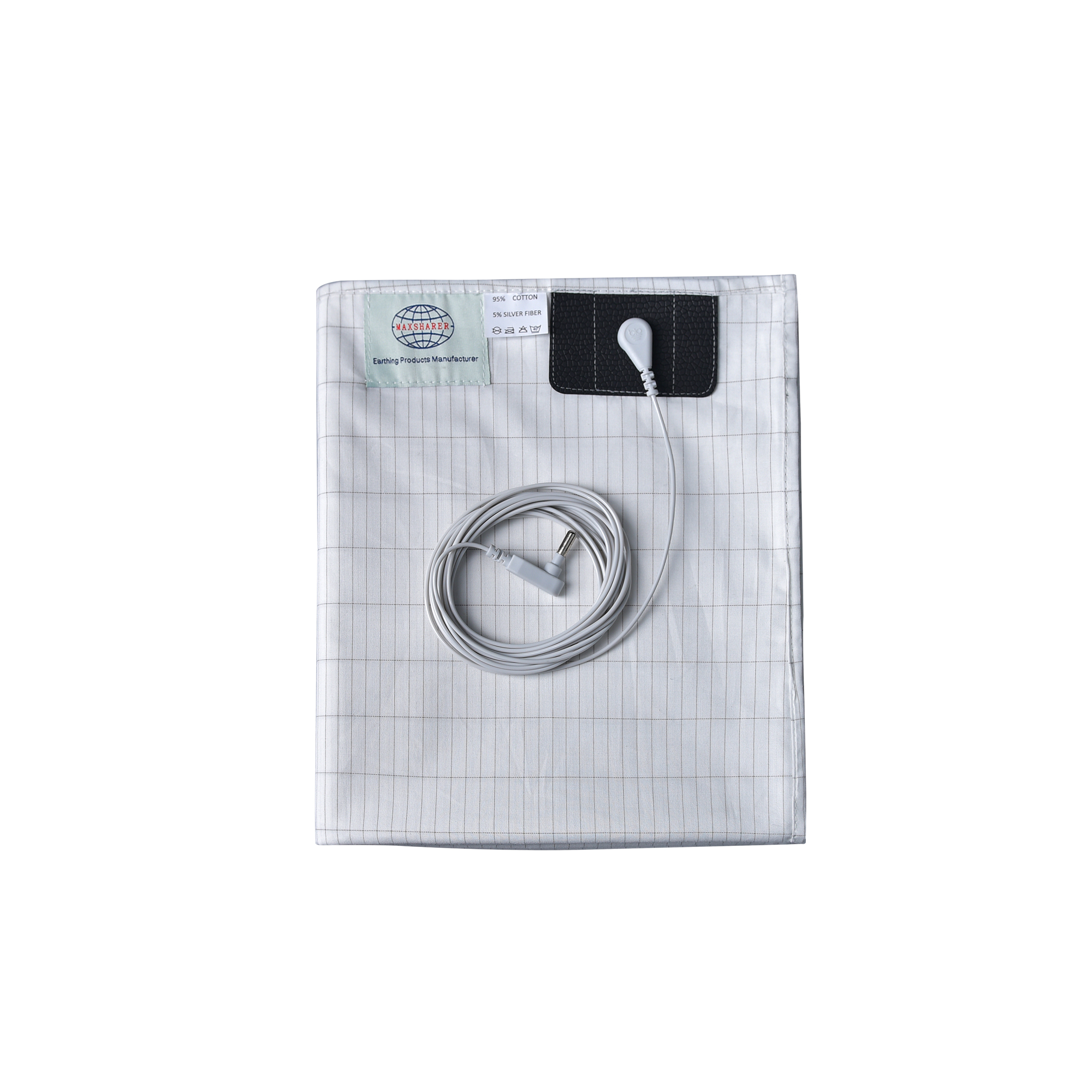 Manufacturer Grounding Flat Bed Sheets Earthing Using Silver Fiber Fabric and Organic Cotton with PU Wire Earthing Cable