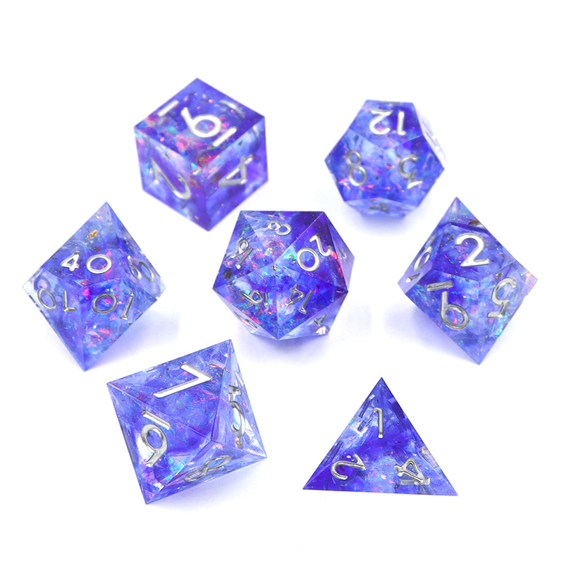 Custom Logo Liquid Core Resin Dice Set 14MM-20MM Polyhedral DND Dice for RPG Games