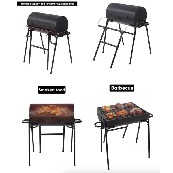 Customized Camping Accessories Black Double Barbecue Charcoal Grill 89.5 X 85.5 X 72CM