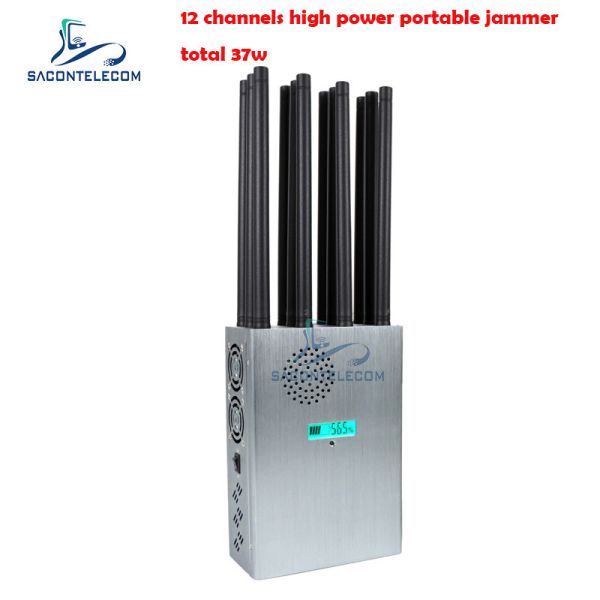 High Power 37W Portable Signal Jammer with 12 Antennas for 2G 3G 4G 5G Blocking