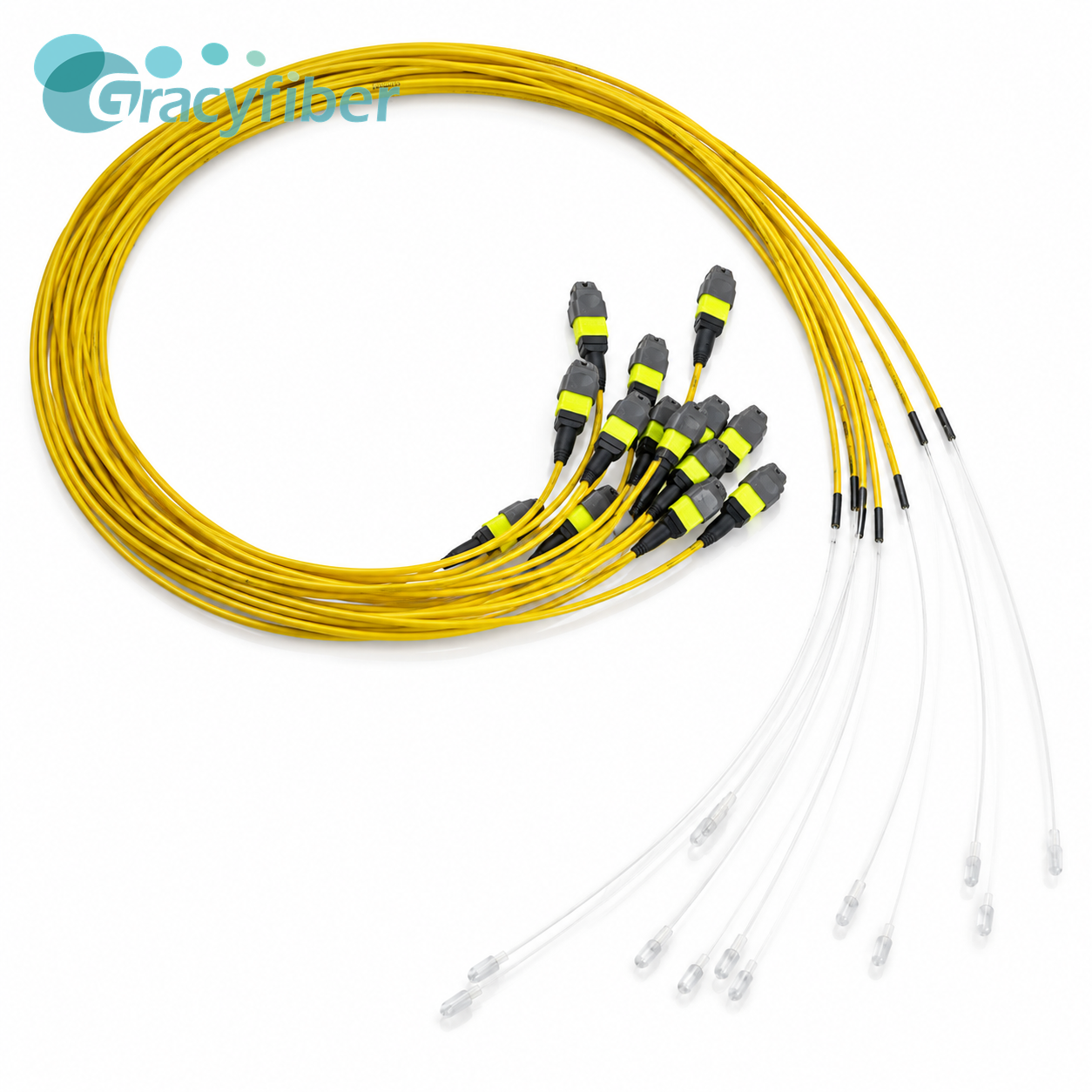 8CH SM Fiber Array 250um Pitch Lidless A0 Degree Corning SMF-28e 12F MTP APC Female Low Loss 1m Cable