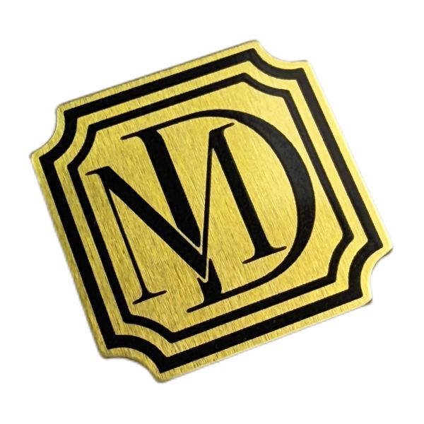 China Furniture Label Badge, Aluminum Name Plate, Embossed Metal logo