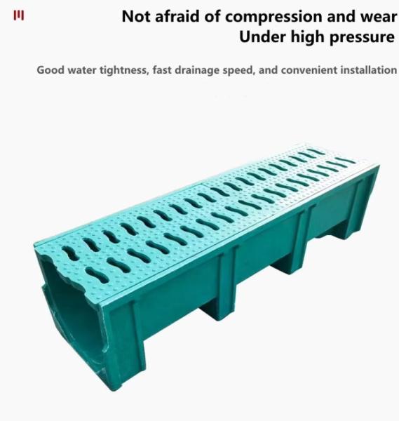 FRP GRP 200 mm U-Drainage canal de fossé gouttière gouttière en fibre de verre / fossé de drainage anti-corrosion canaux d'eau