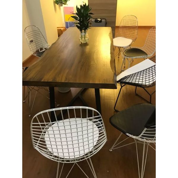 Cadre extérieur d'intérieur en métal de meubles dinant les chaises en cuir de fil d'or d'unité centrale de chaise