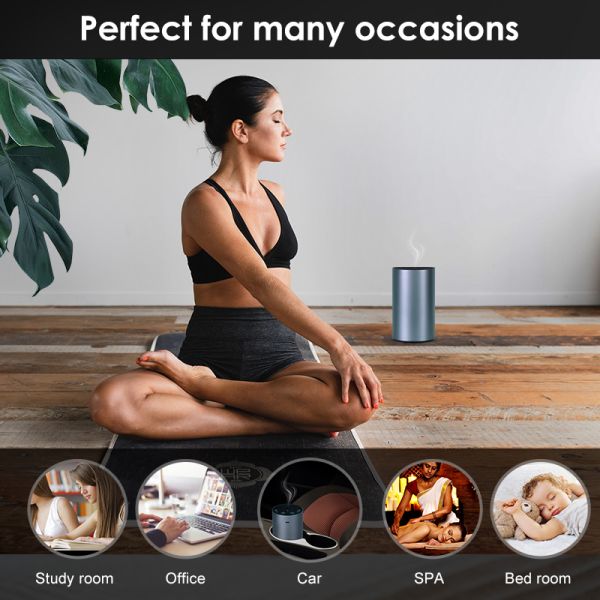 Portable Rechargeable Waterless Diffuser for Essential Oils, No Water Needed Cold Air Aroma Atomizer, Fits 10ml/15ml Oil Bottle Directly,Quiet Car Cup Holder Diffuser