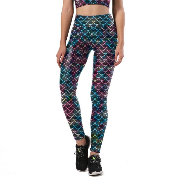 Polyester Mermaid Swim Leggings , Holographic Mermaid Leggings With Top