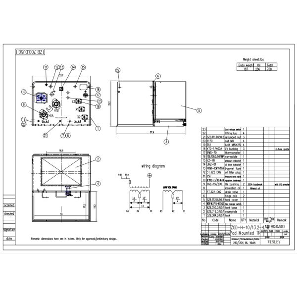 10 кВА однофазовая панель установлена на трансформаторное масло погруженное двойное напряжение 13200GrdY/7620 & 4160GrdY/2400