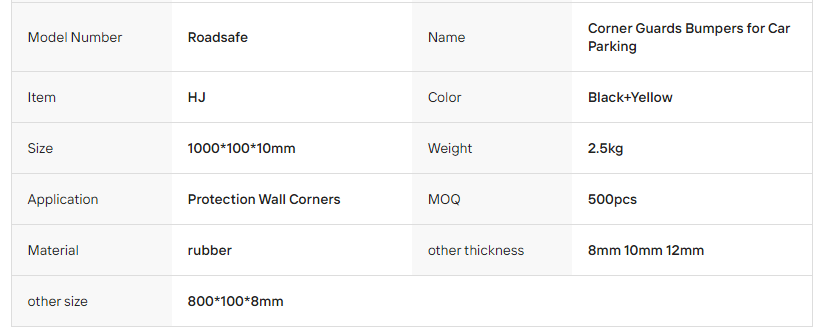 ROAD safety 100 x 10 Garage Wall Protector Speed Bump Corner Guard Rubber Corner Guards Bumpers for Car Parking