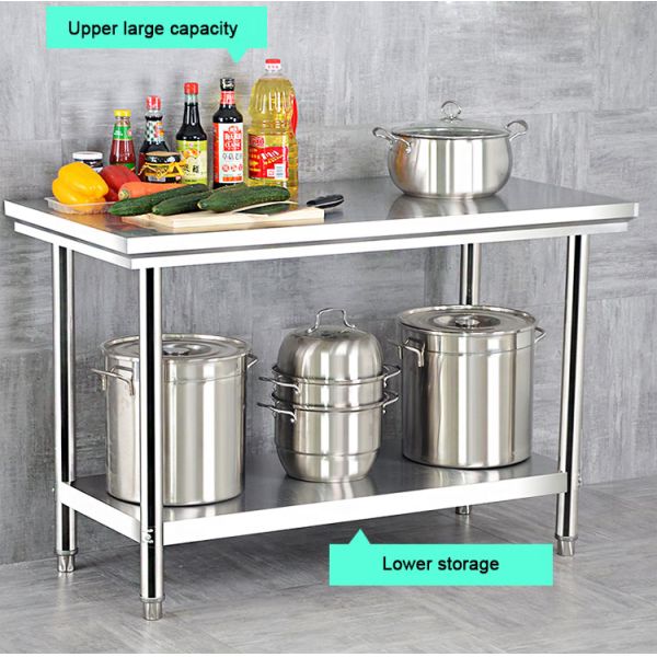 Hotel Buffet Food Equipment Stainless Steel Kitchen Work Table 1.2/1.5/1.8/2.0M Length