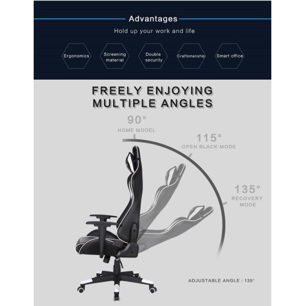 Customize Adjustable High Back PU Leather Gaming Chair with Armrest and Massage Function