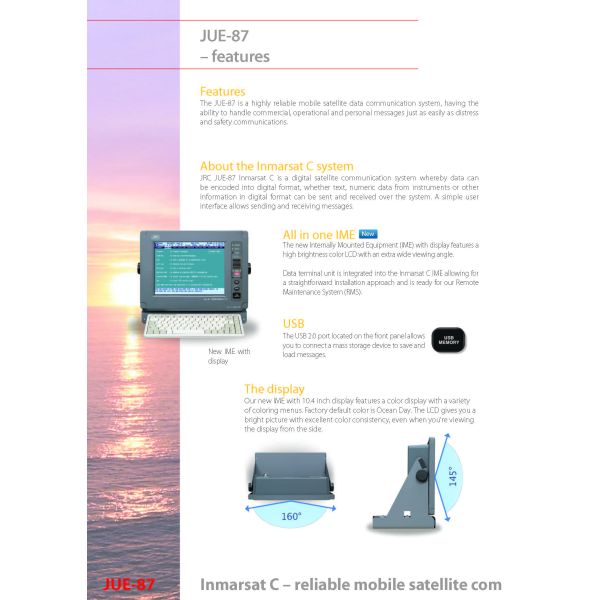 JRC Inmarsat C JUE-87 10.4 Inch Mobile Satellite Communication System GMDSS