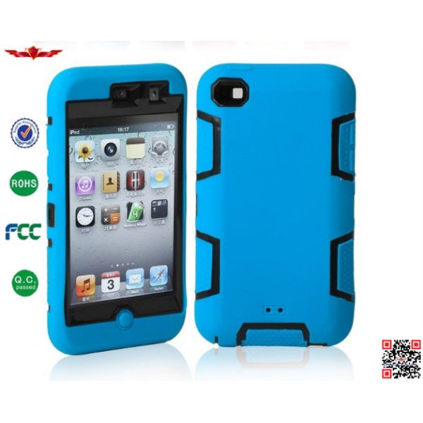 Hot Selling 100% Quality Guaranteed 3 in 1 Hybrid Silicone+PC Cover Cases For Ipod Touch 4
