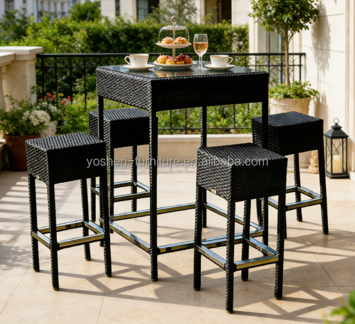 Yoshen 81-Inch Wooden Slat Bar Table for Outdoor Kitchen Backyard & Pub Counter Height