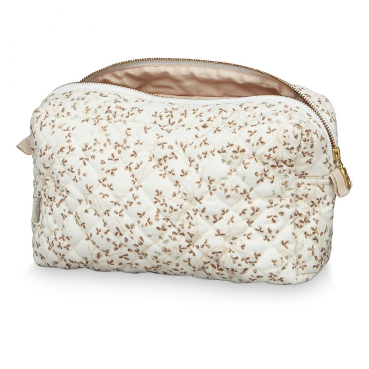 Solid Pattern Custom Logo Soft Puffy Cotton Bag Quilted Organic Cotton Cosmetic Bag