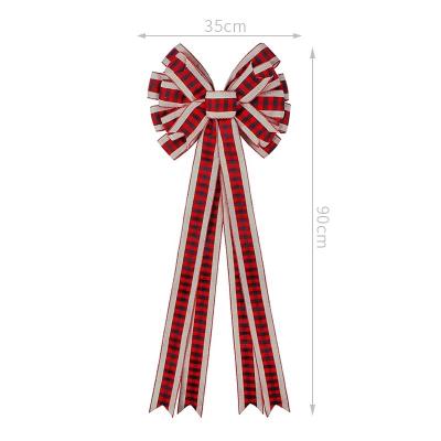 Decorações de arco de Natal de poliéster/jute Arcos de borracha de placas vermelho preto Arcos de fita de estilo Arco de fita