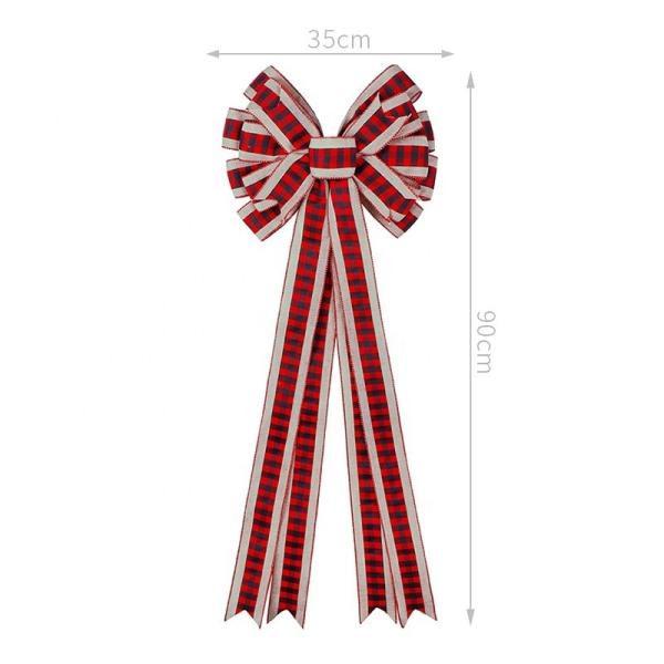 Decorações de arco de Natal de poliéster/jute Arcos de borracha de placas vermelho preto Arcos de fita de estilo Arco de fita