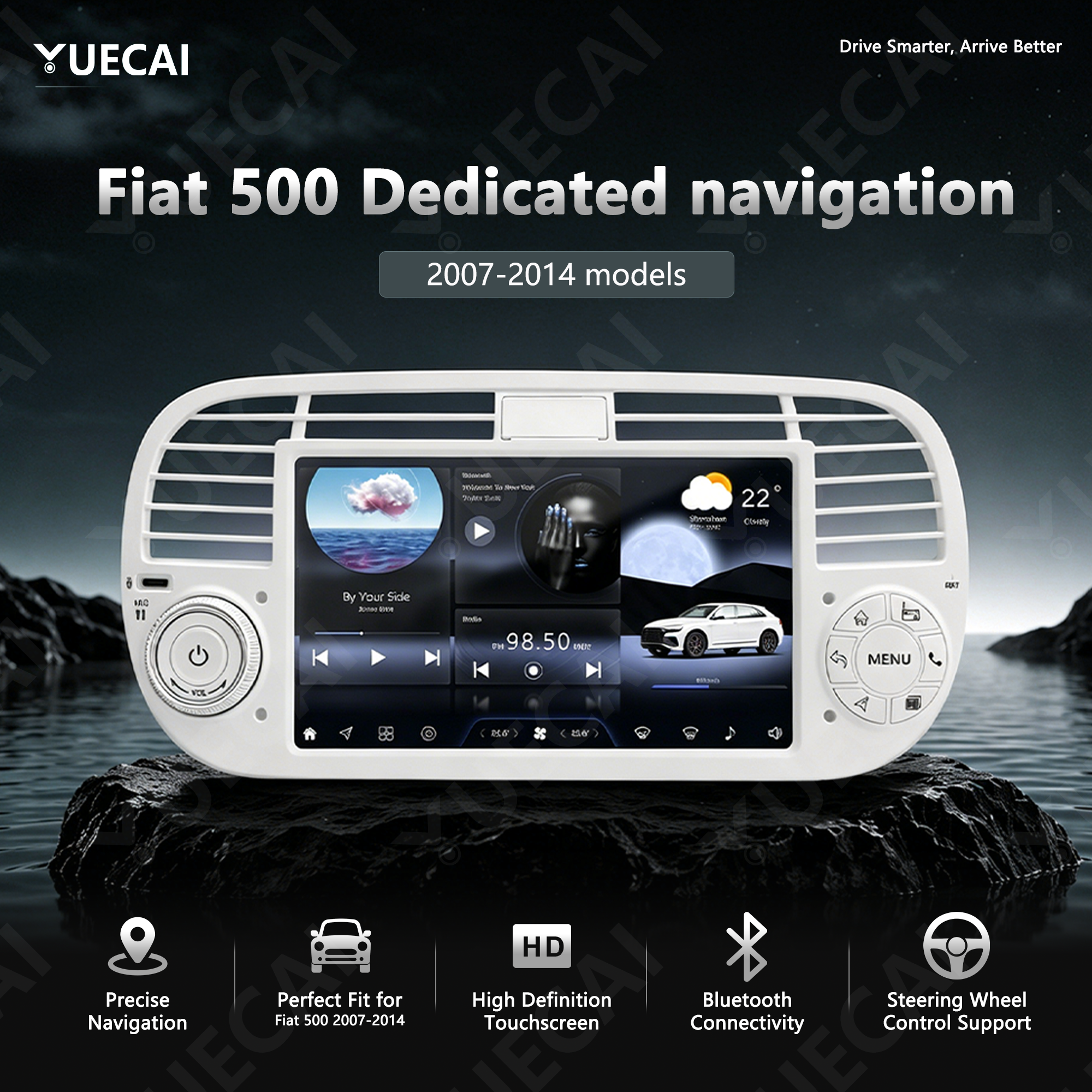 7 inch Touch Screen Head Unit 4G WiFi DSP Multimedia Player Compatible with Fiat 500 2007-2014