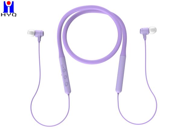 V5.0+ EDR Neck Band True Wireless Stereo Earphones Sports Bluetooth Earbuds Purple